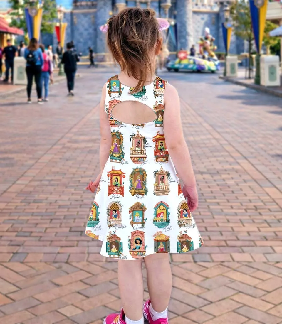 Retro Disney Princess Dress Set, Rapunzel Belle Cinderella Summer Vacation Outfit - Image 4