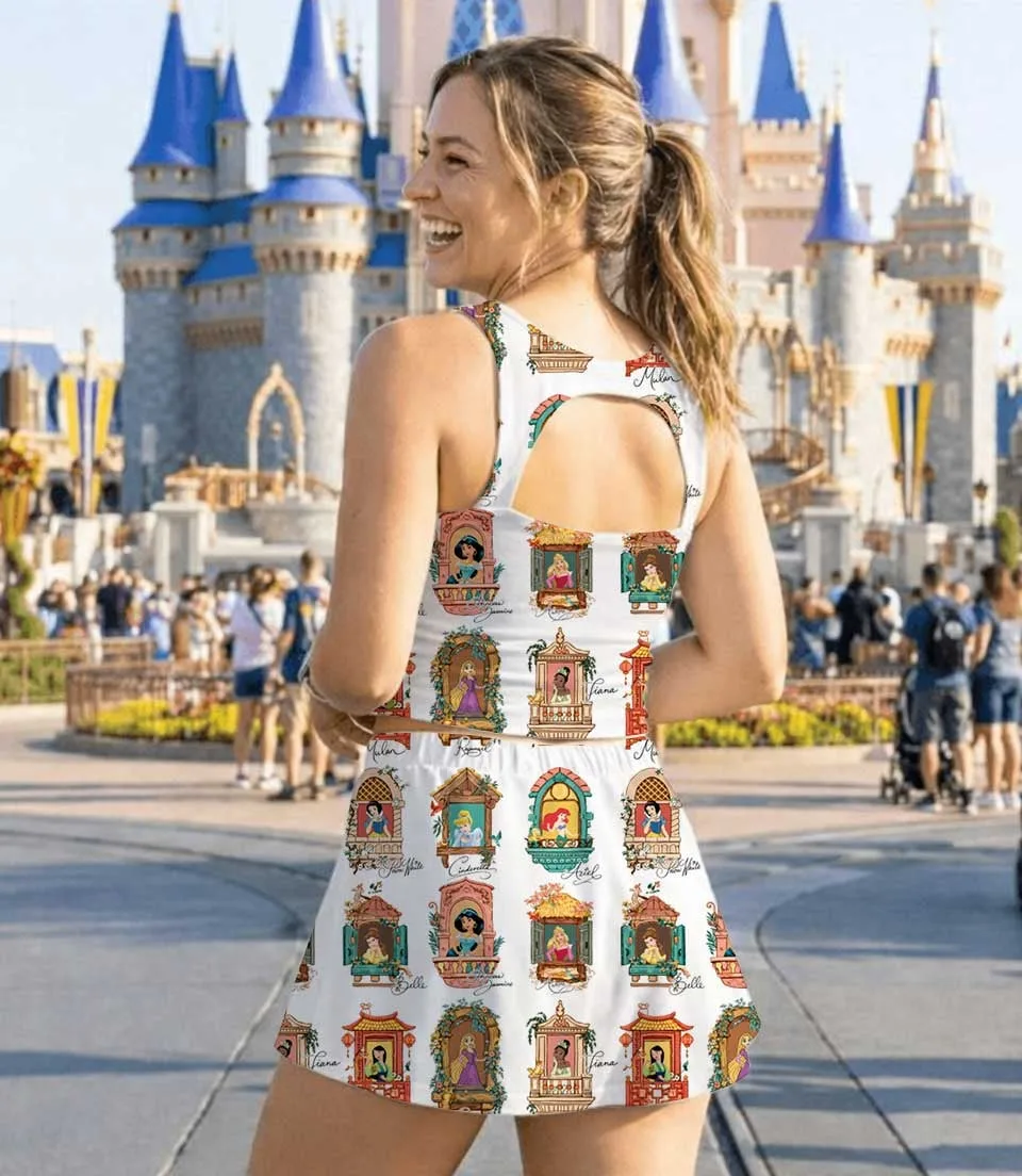 Retro Disney Princess Dress Set, Rapunzel Belle Cinderella Summer Vacation Outfit - Image 8