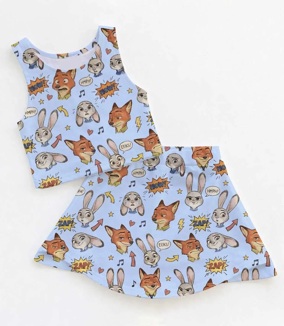 Zootopia Characters Dress Set, Judy Hopps Nick Wilde Family Vacation Outfit