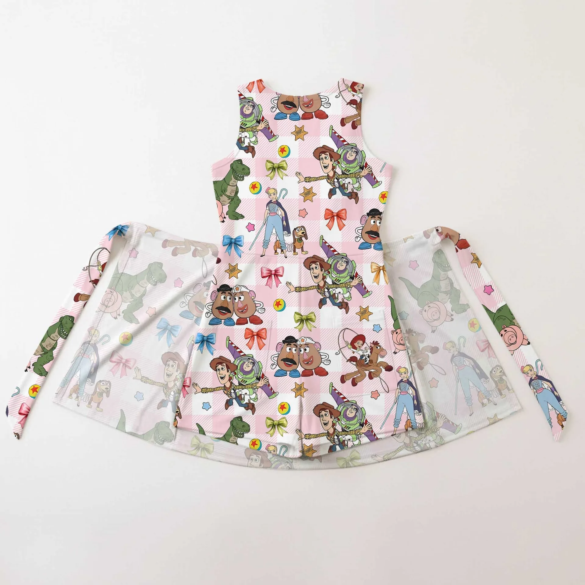 Girls Disney Toy Story Pink White Plaid Tennis Dress Skirt, Family Matching Outfit - Image 2