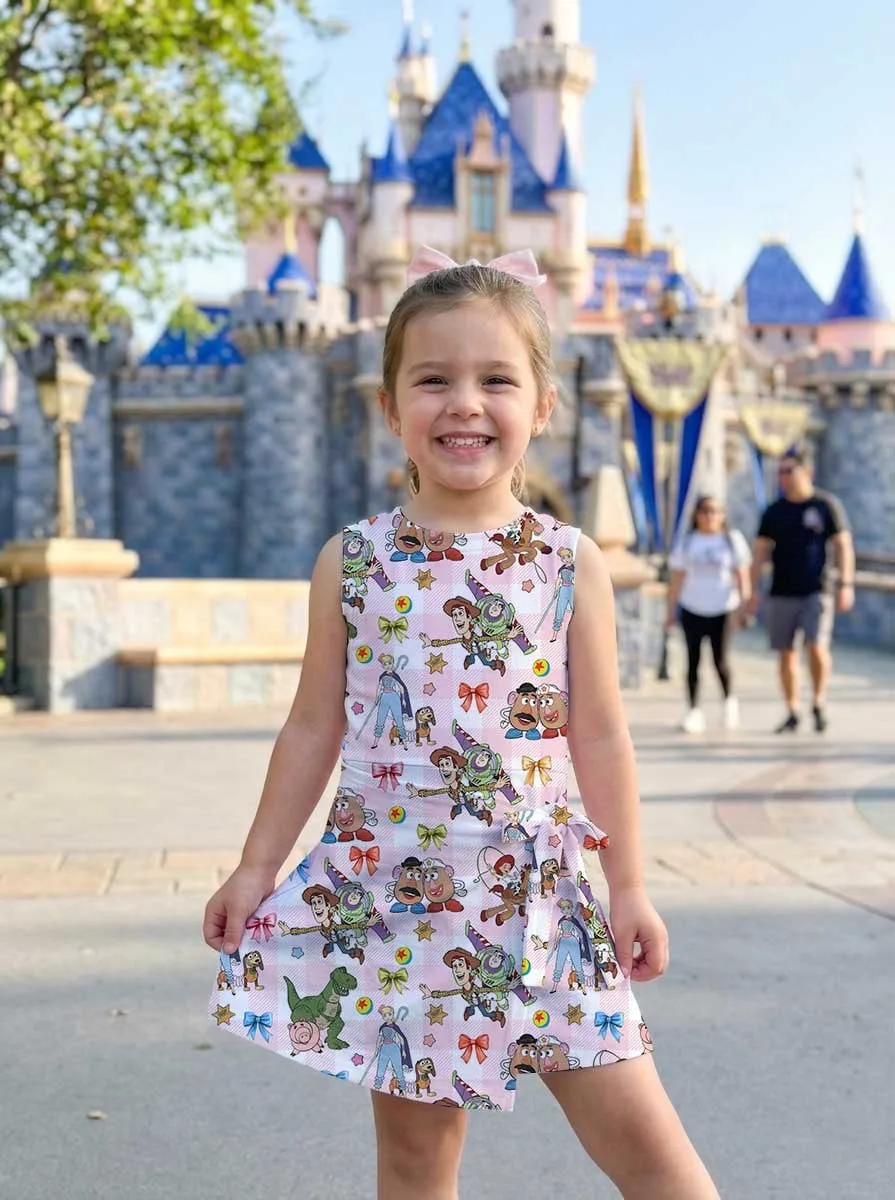 Girls Disney Toy Story Pink White Plaid Tennis Dress Skirt, Family Matching Outfit - Image 6