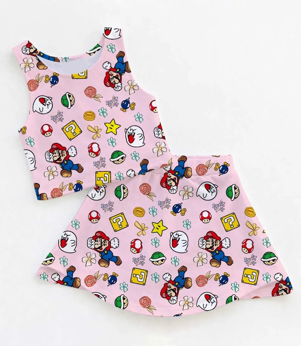 Mario Video Game Dress Set, Retro Gaming Family Vacation Outfit