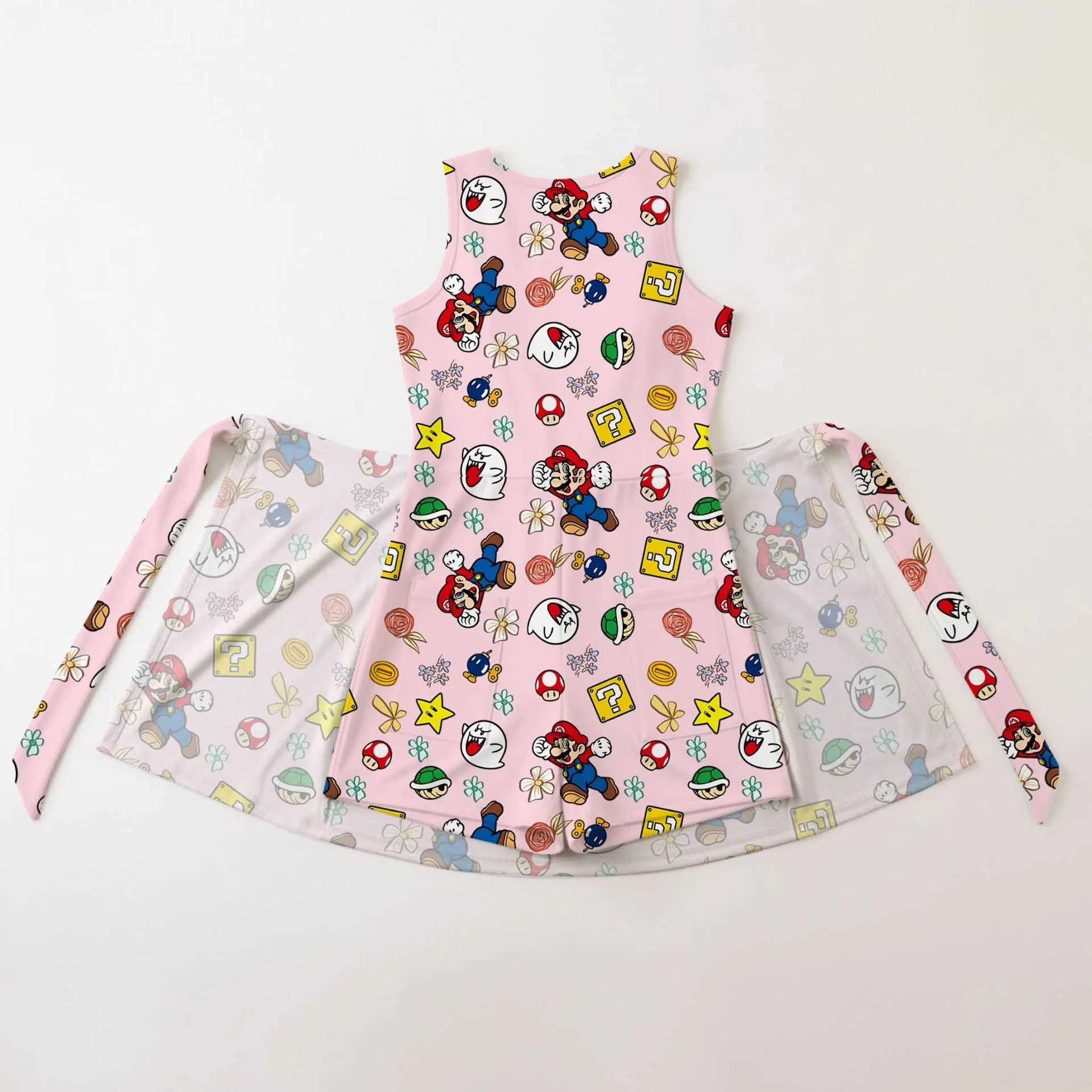 Girls Super Mario Pink Character Tennis Dress Skirt, Family Matching Outfit - Image 2