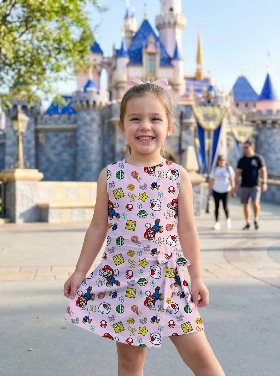 Girls Super Mario Pink Character Tennis Dress Skirt, Family Matching Outfit - Image 7
