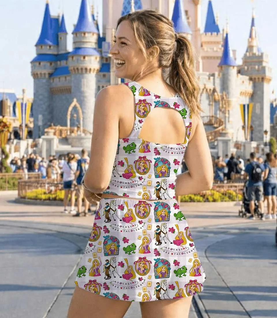 Women's Rapunzel Activewear Set, Pascal Lantern Sun Princess Athletic Dress & Skort Outfit, Mommy & Me Sportswear - Image 8