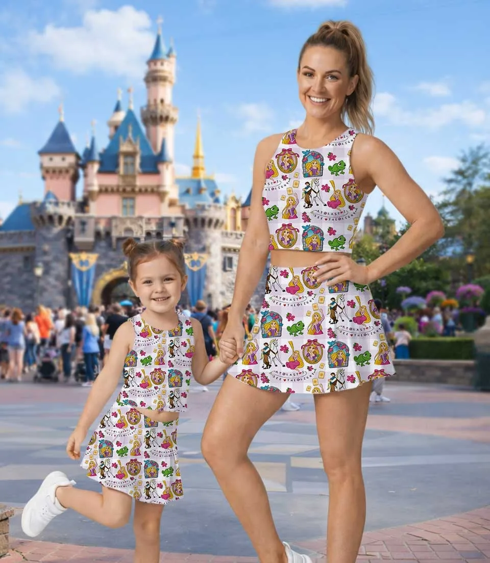 Women's Rapunzel Activewear Set, Pascal Lantern Sun Princess Athletic Dress & Skort Outfit, Mommy & Me Sportswear - Image 5