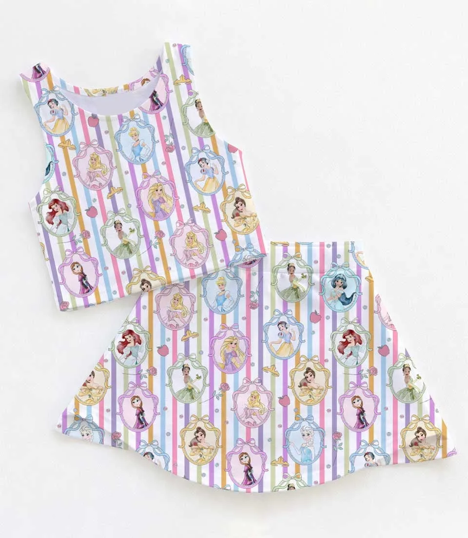 Women's Disney Princess Activewear Set, Cartoon Athletic Dress & Skort Outfit, Family Matching Sportswear
