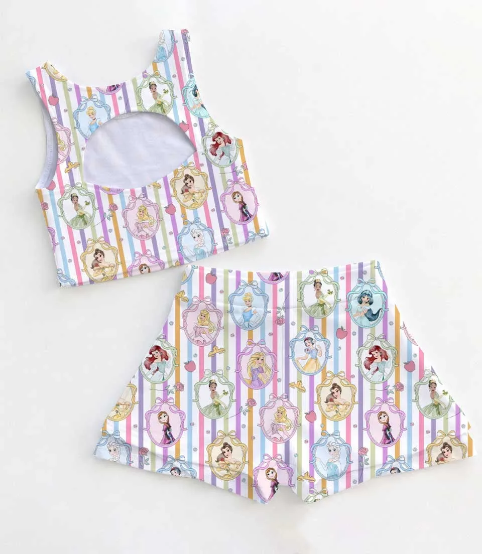 Women's Disney Princess Activewear Set, Cartoon Athletic Dress & Skort Outfit, Family Matching Sportswear - Image 2