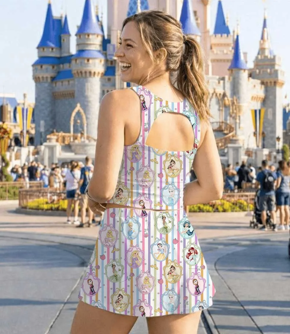 Women's Disney Princess Activewear Set, Cartoon Athletic Dress & Skort Outfit, Family Matching Sportswear - Image 8