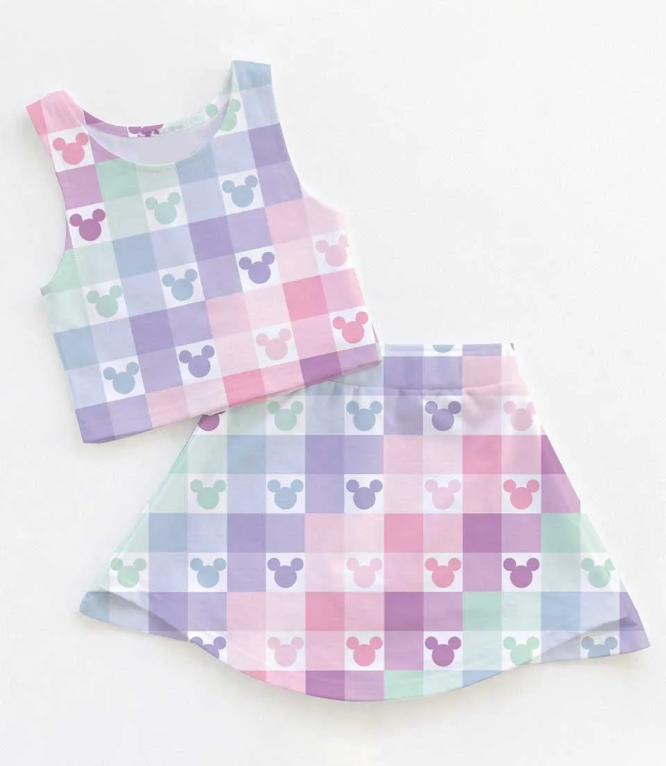 Women's Disney Magical Pastel Activewear Set, Athletic Dress & Skort Outfit, Family Matching Sportswear