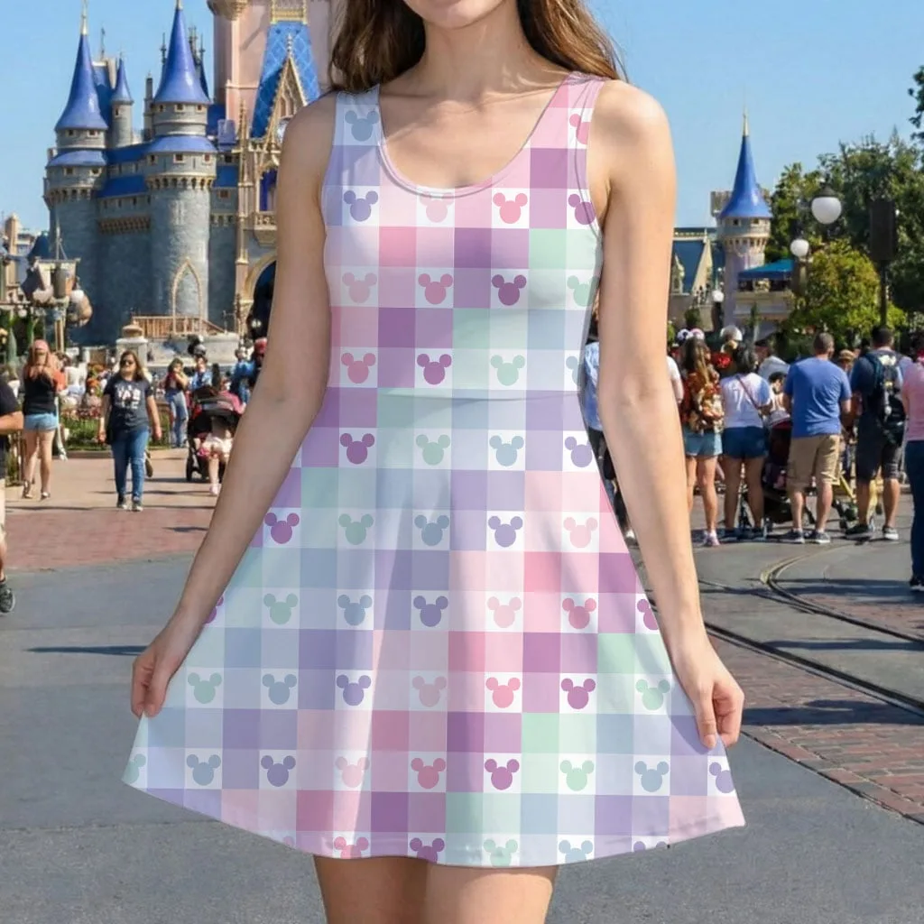 Disney Mickey Pastel Plaid Mommy & Me Dress, Mama Mini Family Matching Outfit - Image 5