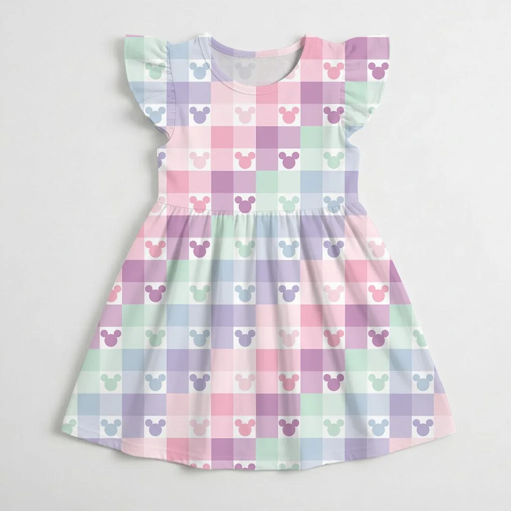 Disney Mickey Pastel Plaid Mommy & Me Dress, Mama Mini Family Matching Outfit - Image 4
