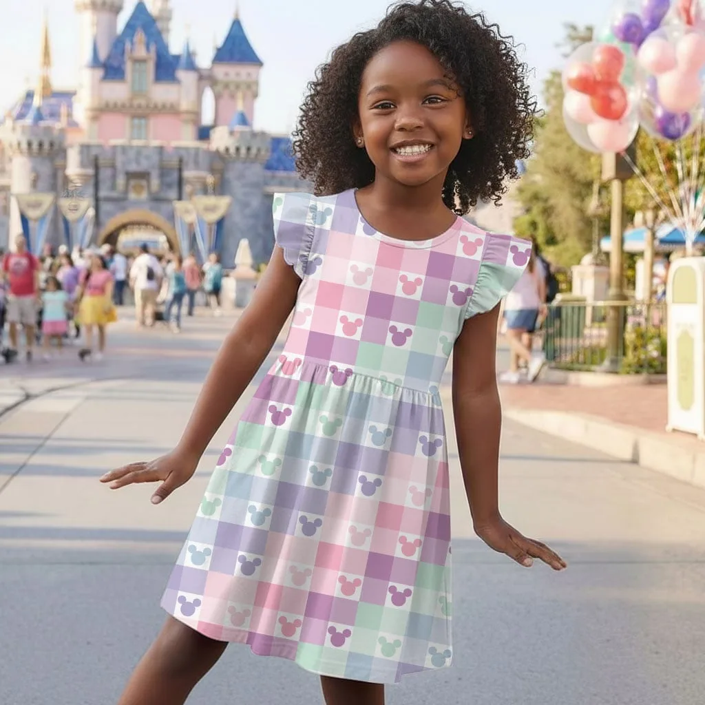 Disney Mickey Pastel Plaid Mommy & Me Dress, Mama Mini Family Matching Outfit - Image 6
