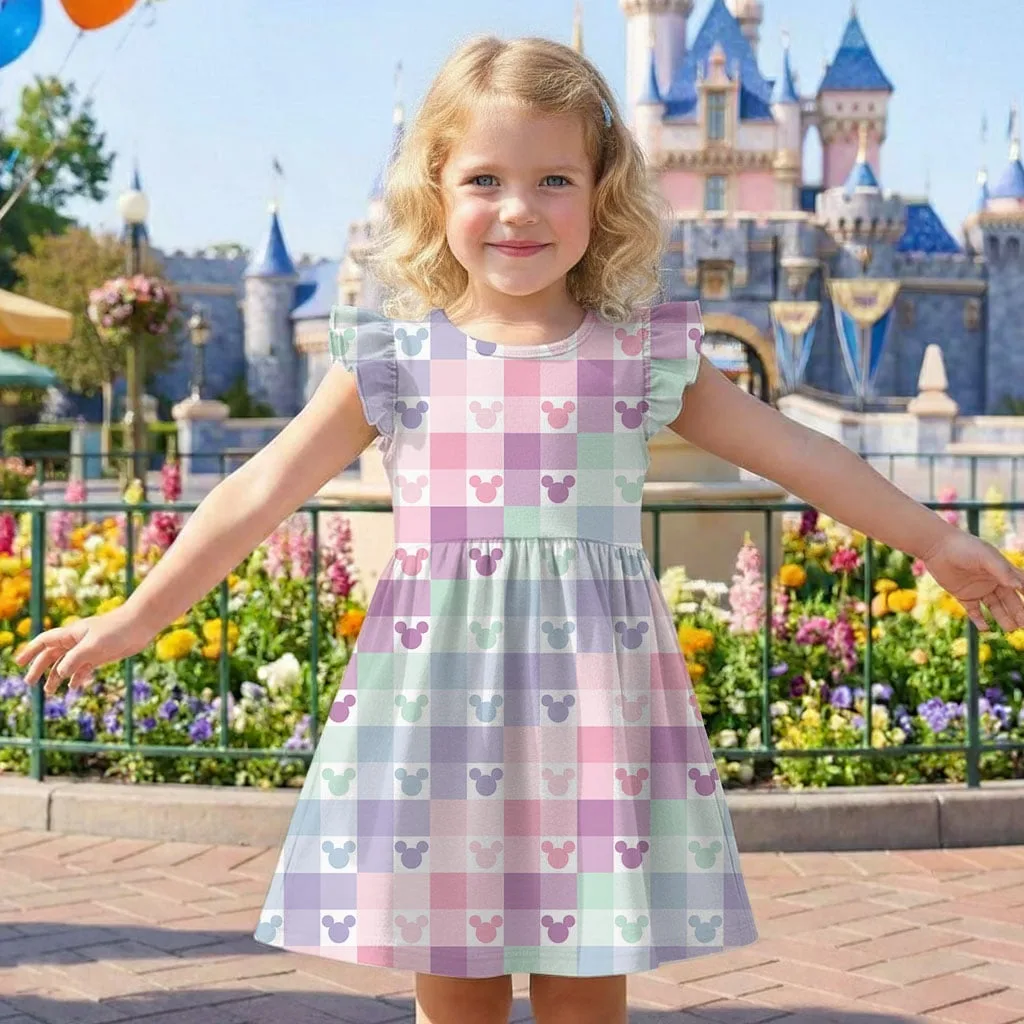 Disney Mickey Pastel Plaid Mommy & Me Dress, Mama Mini Family Matching Outfit - Image 7