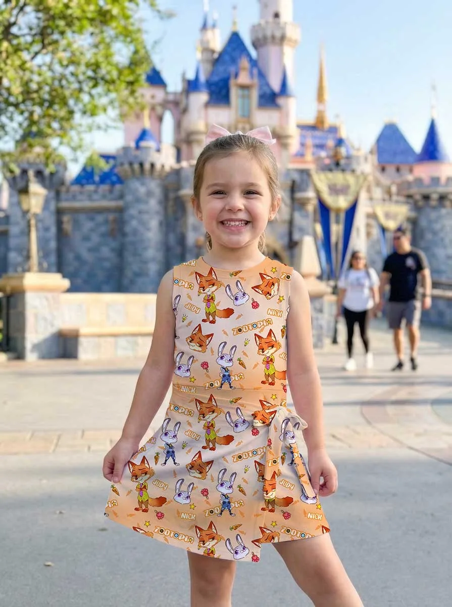 Girls Disney Nick Wilde and Judy Hopps Orange Tennis Dress Skirt, Family Matching Outfit - Image 6
