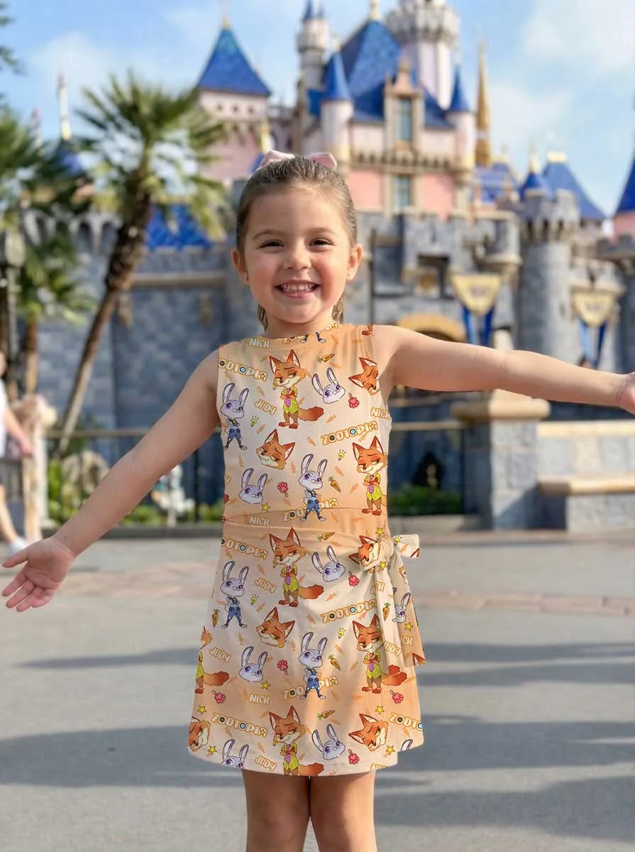 Girls Disney Nick Wilde and Judy Hopps Orange Tennis Dress Skirt, Family Matching Outfit - Image 7
