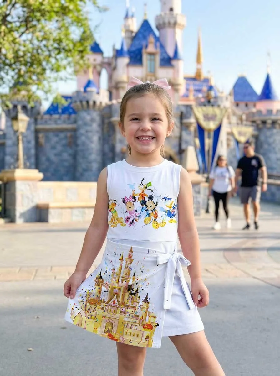 Girls Disney Characters Castle Tennis Dress Skirt, Family Matching Outfit - Image 6