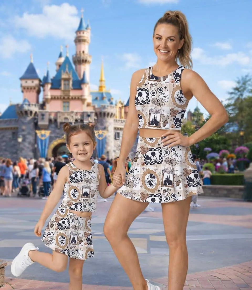 Women's Mickey Mouse Checkered Activewear Set, Magical Park Athletic Dress & Skort Outfit - Image 5