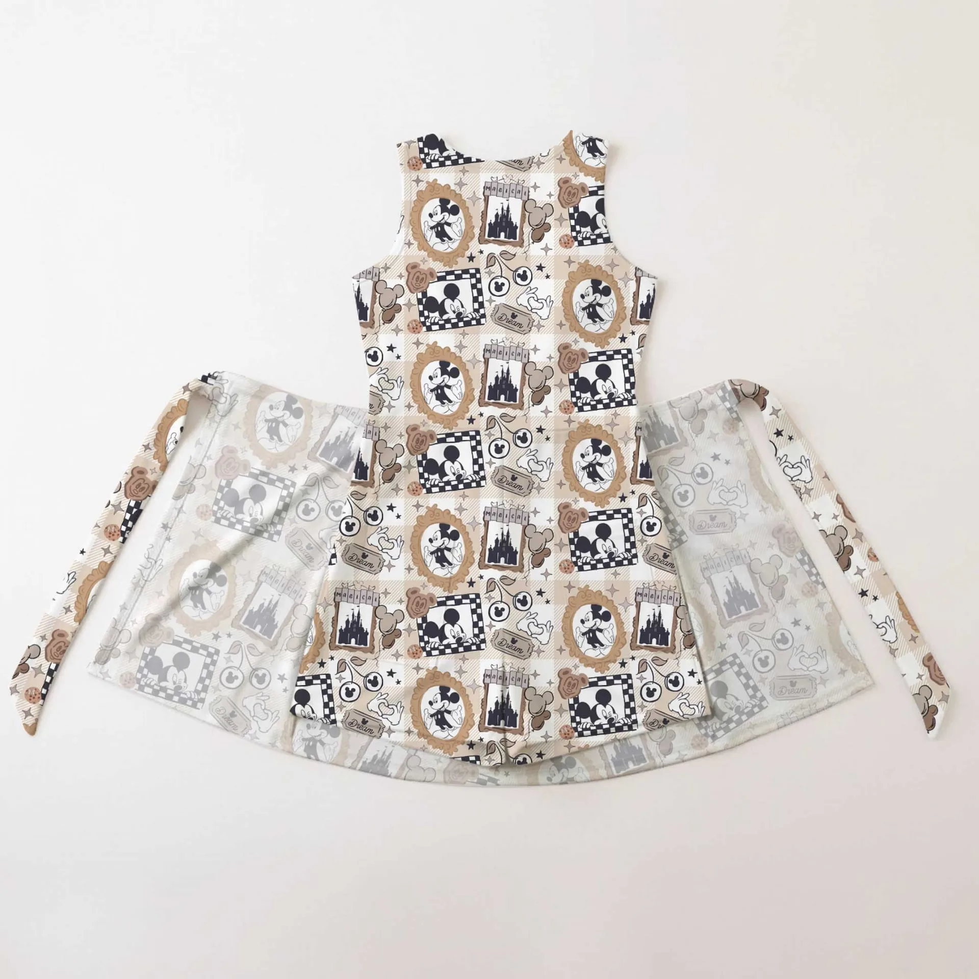 Girls Disney Mickey Mouse Castle Frame Brown Tennis Dress Skirt, Family Matching Outfit - Image 2