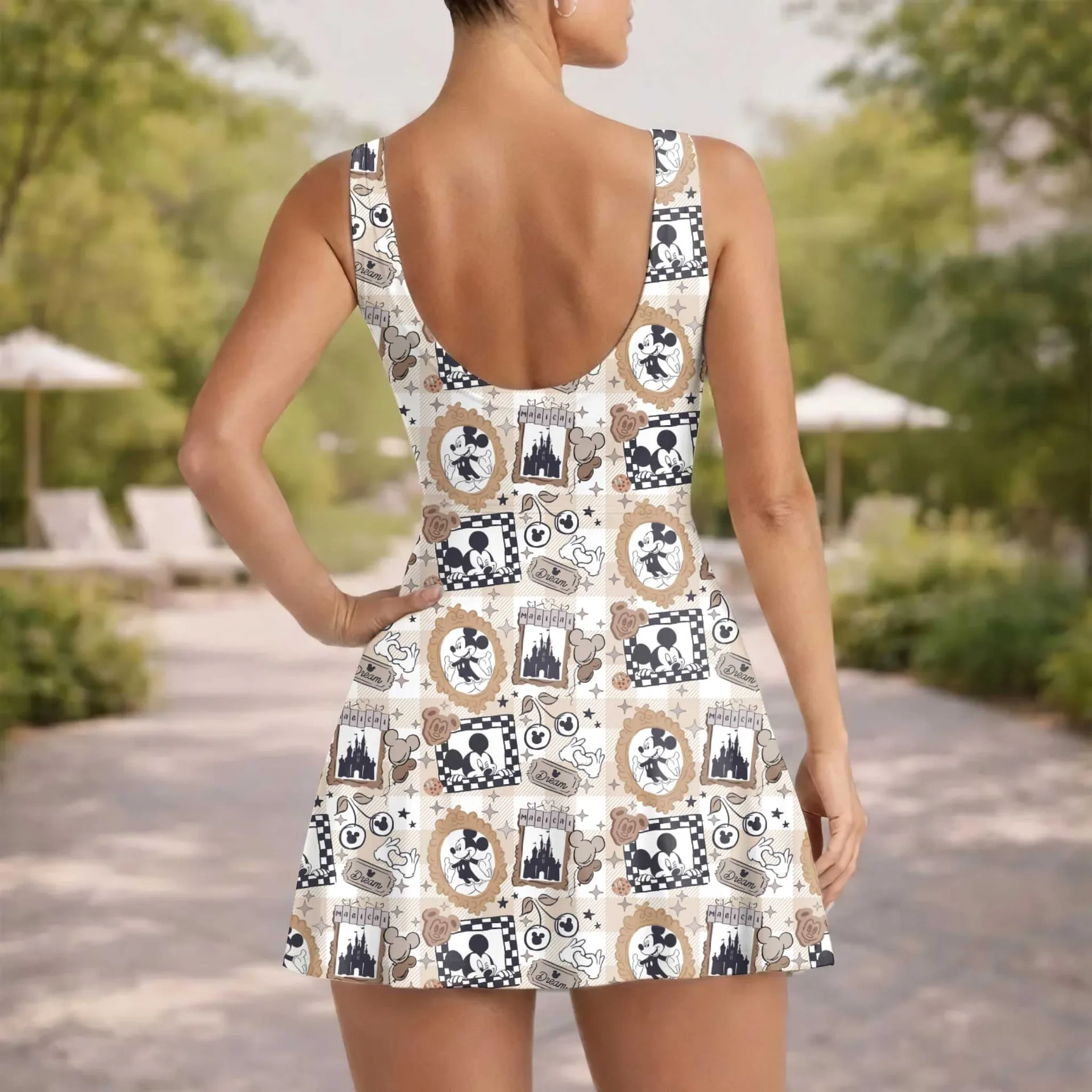 Girls Disney Mickey Mouse Castle Frame Brown Tennis Dress Skirt, Family Matching Outfit - Image 5