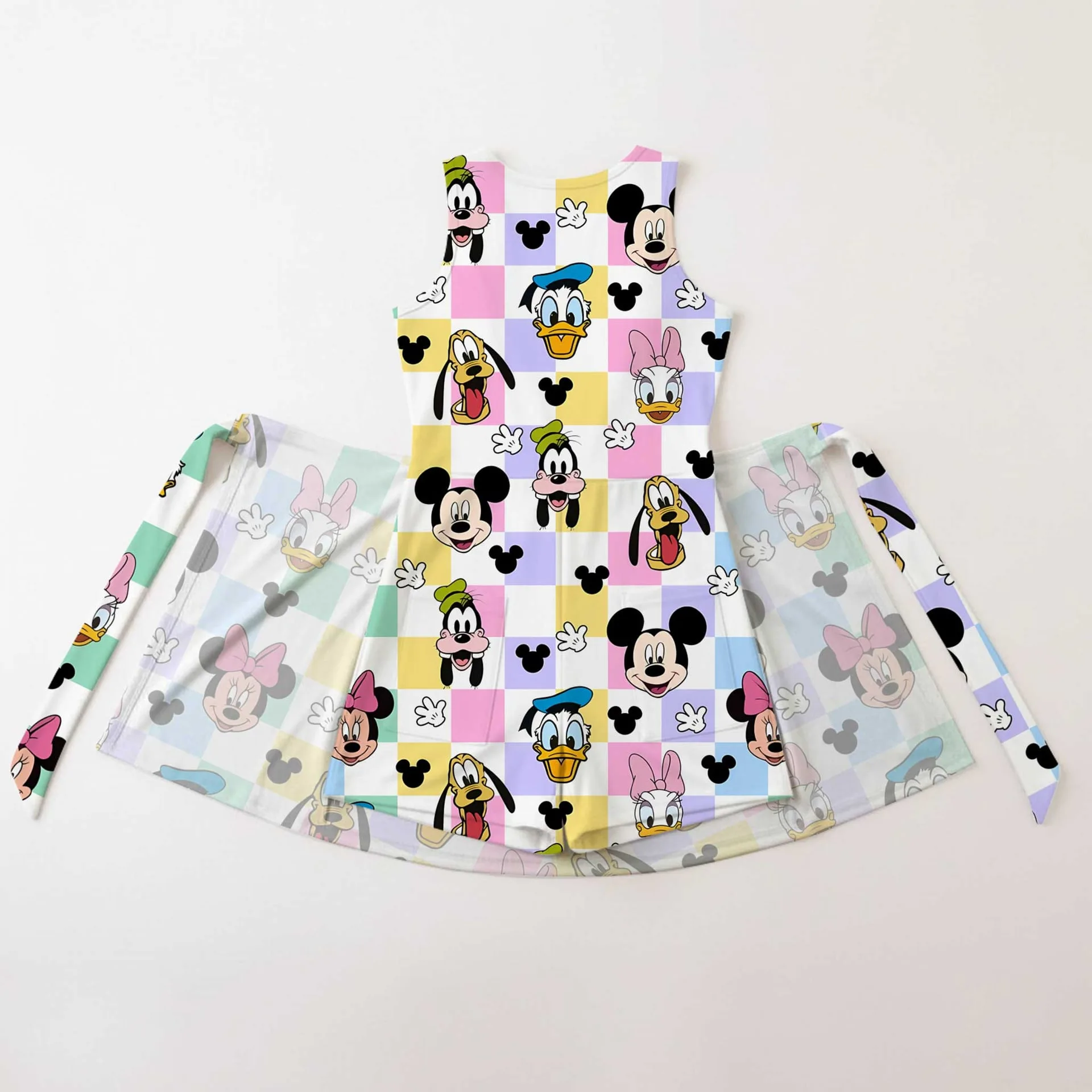 Girls Disney Mickey and Friends Multicolor Plaid Tennis Dress Skirt, Family Matching Outfit - Image 2