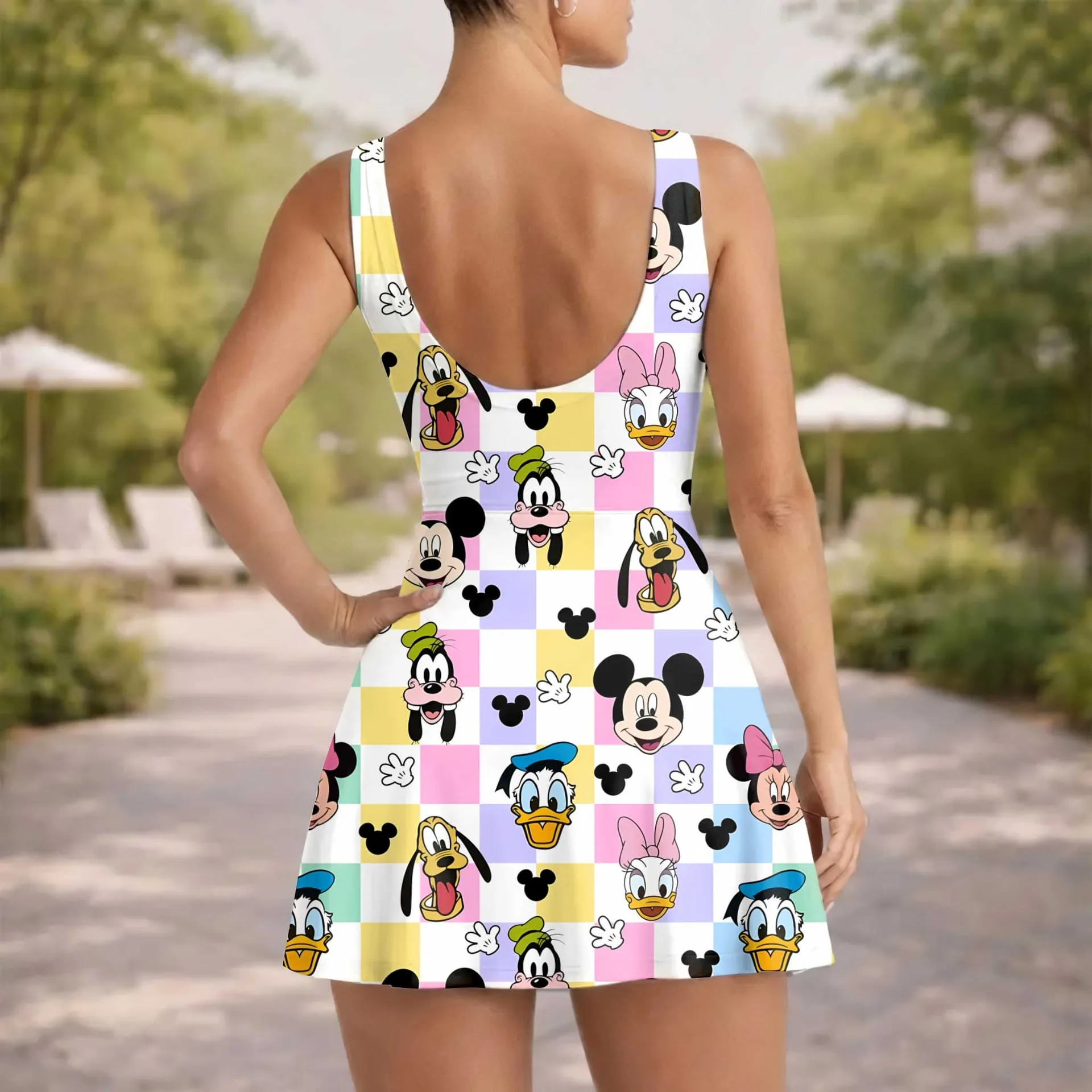 Girls Disney Mickey and Friends Multicolor Plaid Tennis Dress Skirt, Family Matching Outfit - Image 5