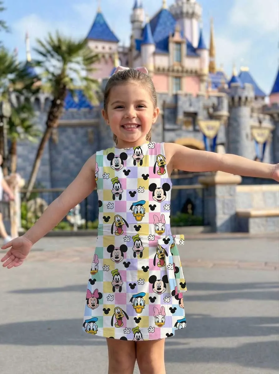 Girls Disney Mickey and Friends Multicolor Plaid Tennis Dress Skirt, Family Matching Outfit - Image 7