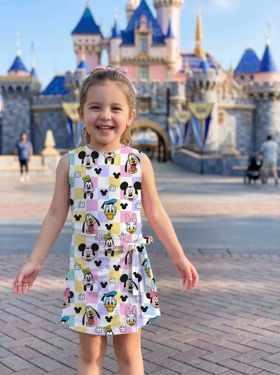 Girls Disney Mickey and Friends Multicolor Plaid Tennis Dress Skirt, Family Matching Outfit - Image 8