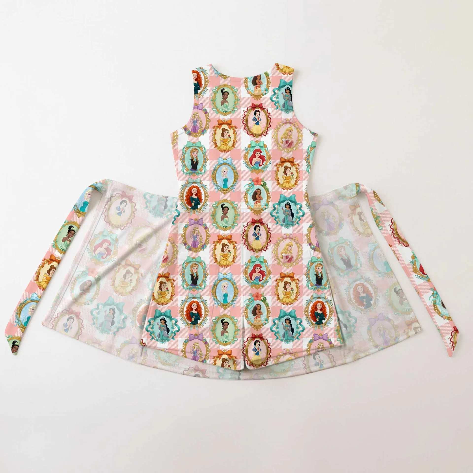 Girls Disney Princess Mirror Pink Gingham Tennis Dress Skirt, Family Matching Outfit - Image 2