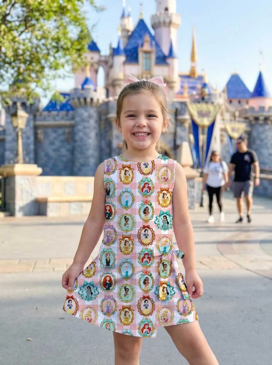 Girls Disney Princess Mirror Pink Gingham Tennis Dress Skirt, Family Matching Outfit - Image 7