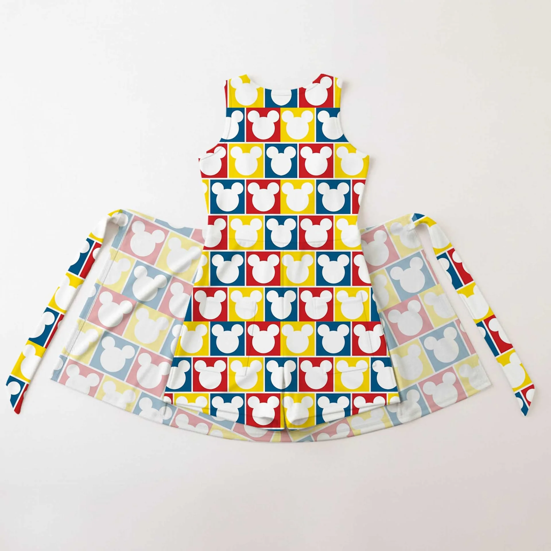 Girls Disney Mickey Icon Blue Burgundy Plaid Tennis Dress Skirt, Family Matching Outfit - Image 2