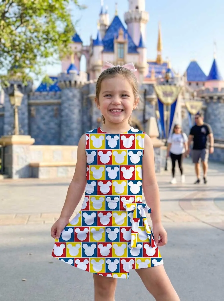 Girls Disney Mickey Icon Blue Burgundy Plaid Tennis Dress Skirt, Family Matching Outfit - Image 6