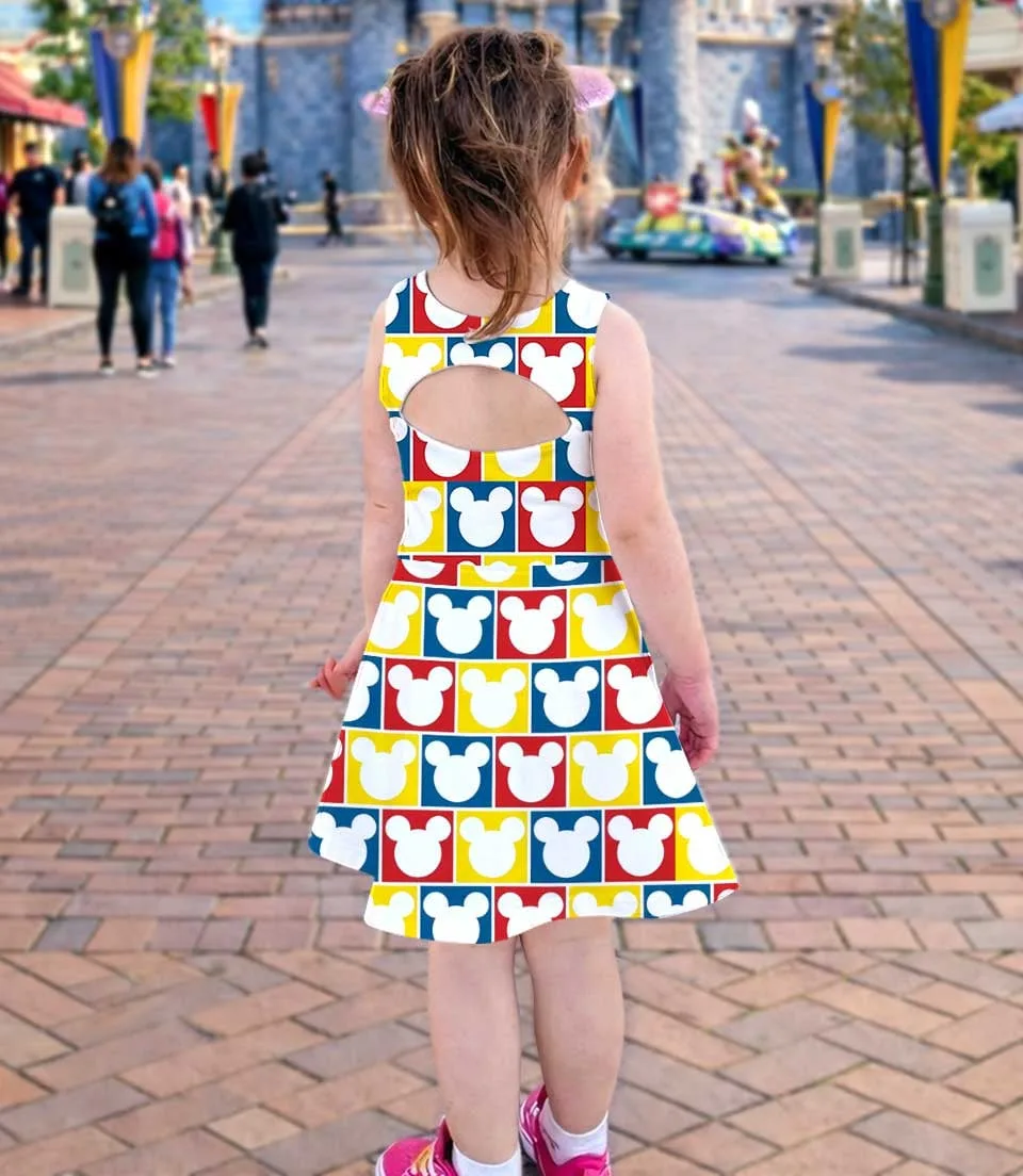 Mickey Mouse Rainbow Checkered Dress Set, Disney Family Vacation Outfit - Image 4