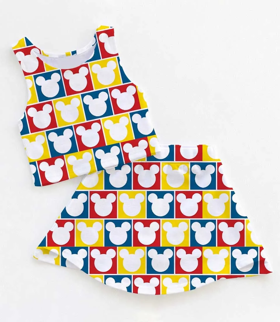 Mickey Mouse Rainbow Checkered Dress Set, Disney Family Vacation Outfit
