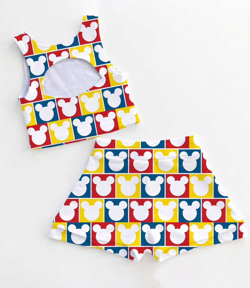 Mickey Mouse Rainbow Checkered Dress Set, Disney Family Vacation Outfit - Image 2
