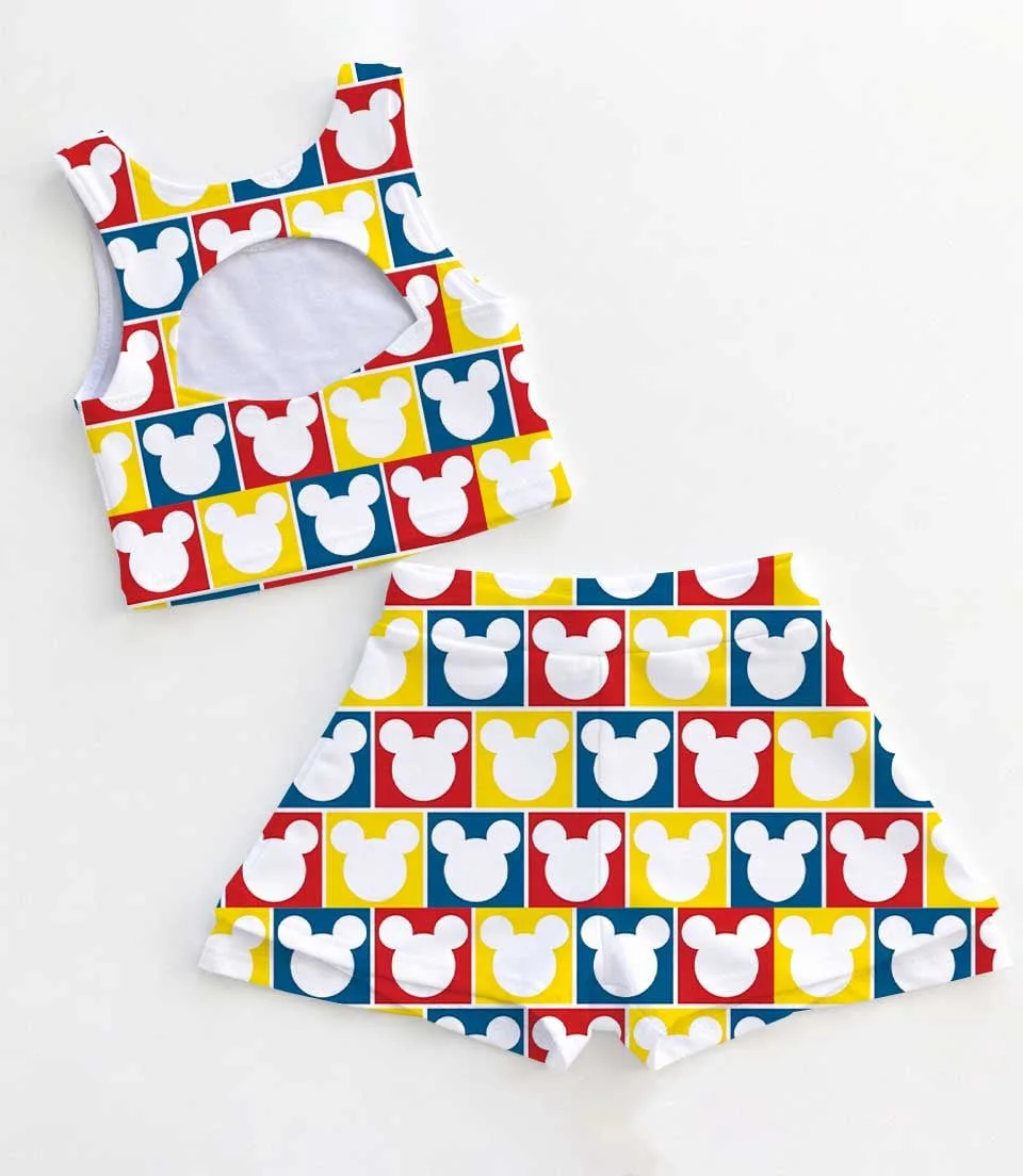Mickey Mouse Rainbow Checkered Dress Set, Disney Family Vacation Outfit - Image 2