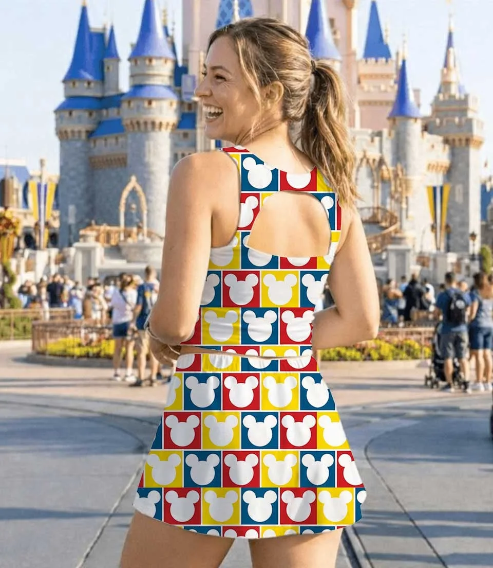 Mickey Mouse Rainbow Checkered Dress Set, Disney Family Vacation Outfit - Image 8