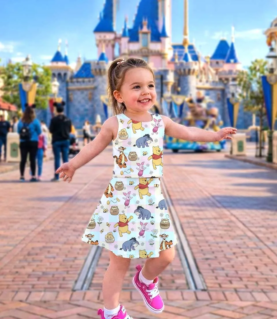 Retro Winnie The Pooh Dress Set, Pooh Bear Family Vacation Outfit - Image 3