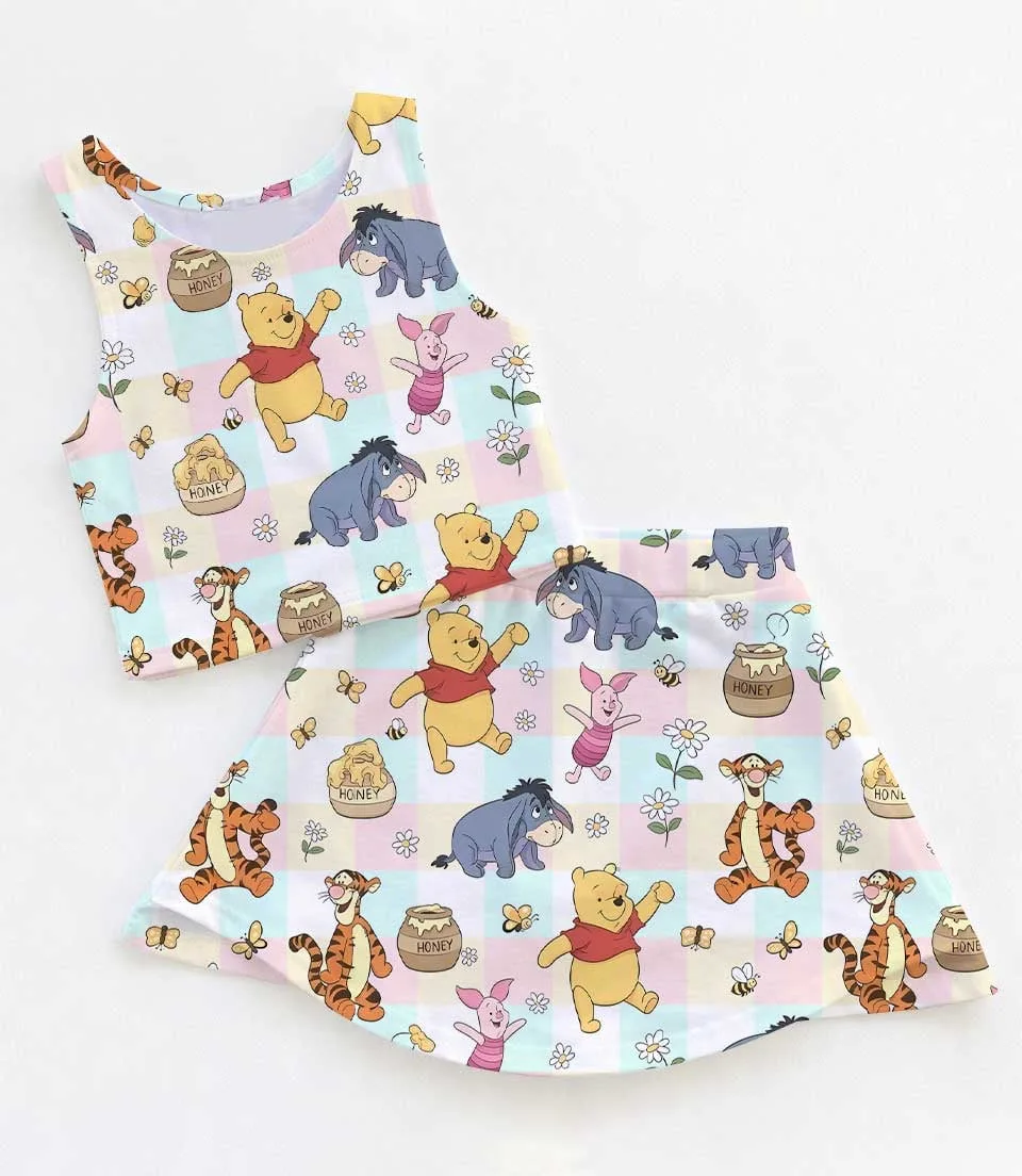 Retro Winnie The Pooh Dress Set, Pooh Bear Family Vacation Outfit
