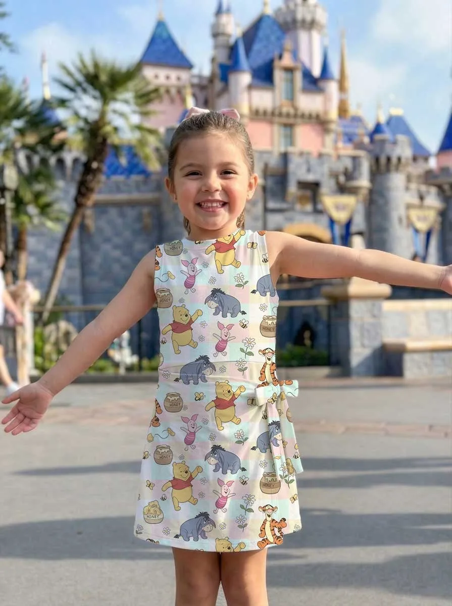 Girls Disney Winnie the Pooh Blue Pink Checkered Tennis Dress Skirt, Family Matching Outfit - Image 7