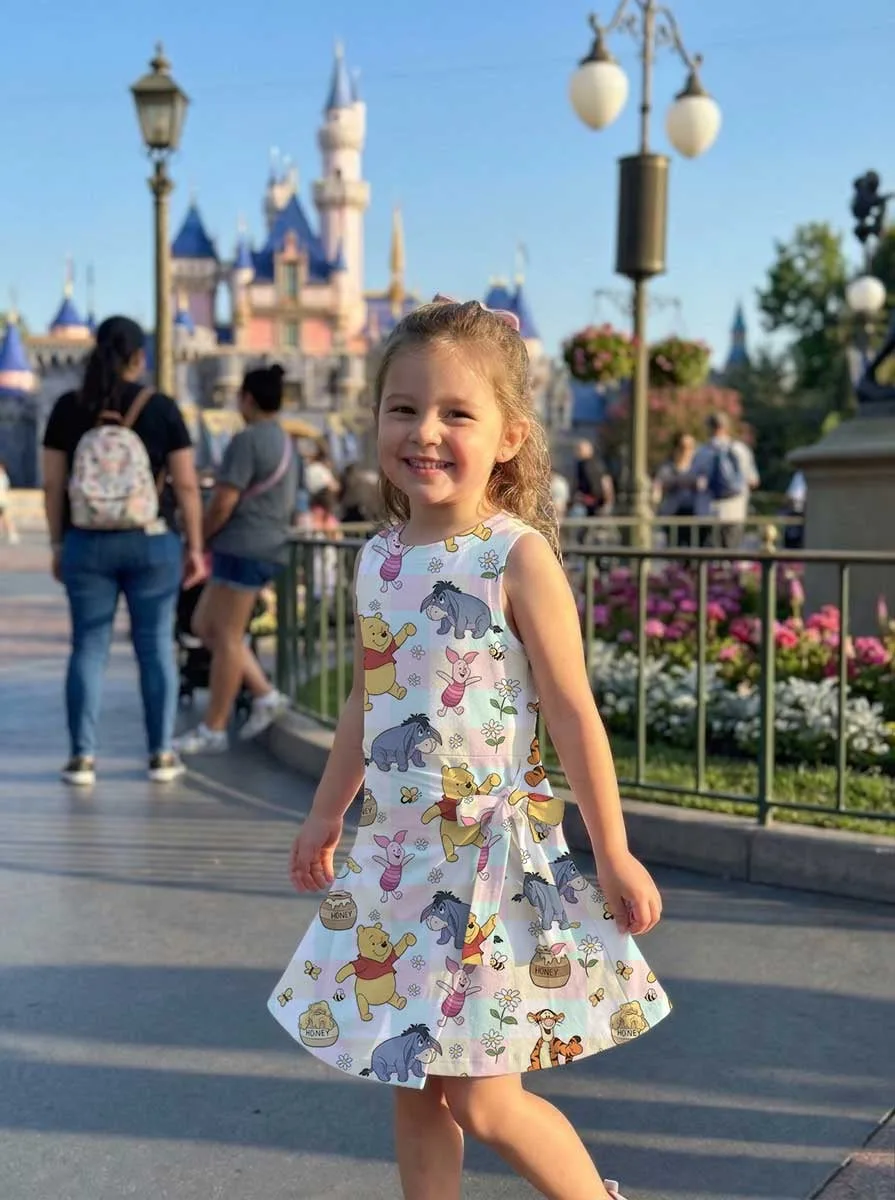 Girls Disney Winnie the Pooh Blue Pink Checkered Tennis Dress Skirt, Family Matching Outfit - Image 9