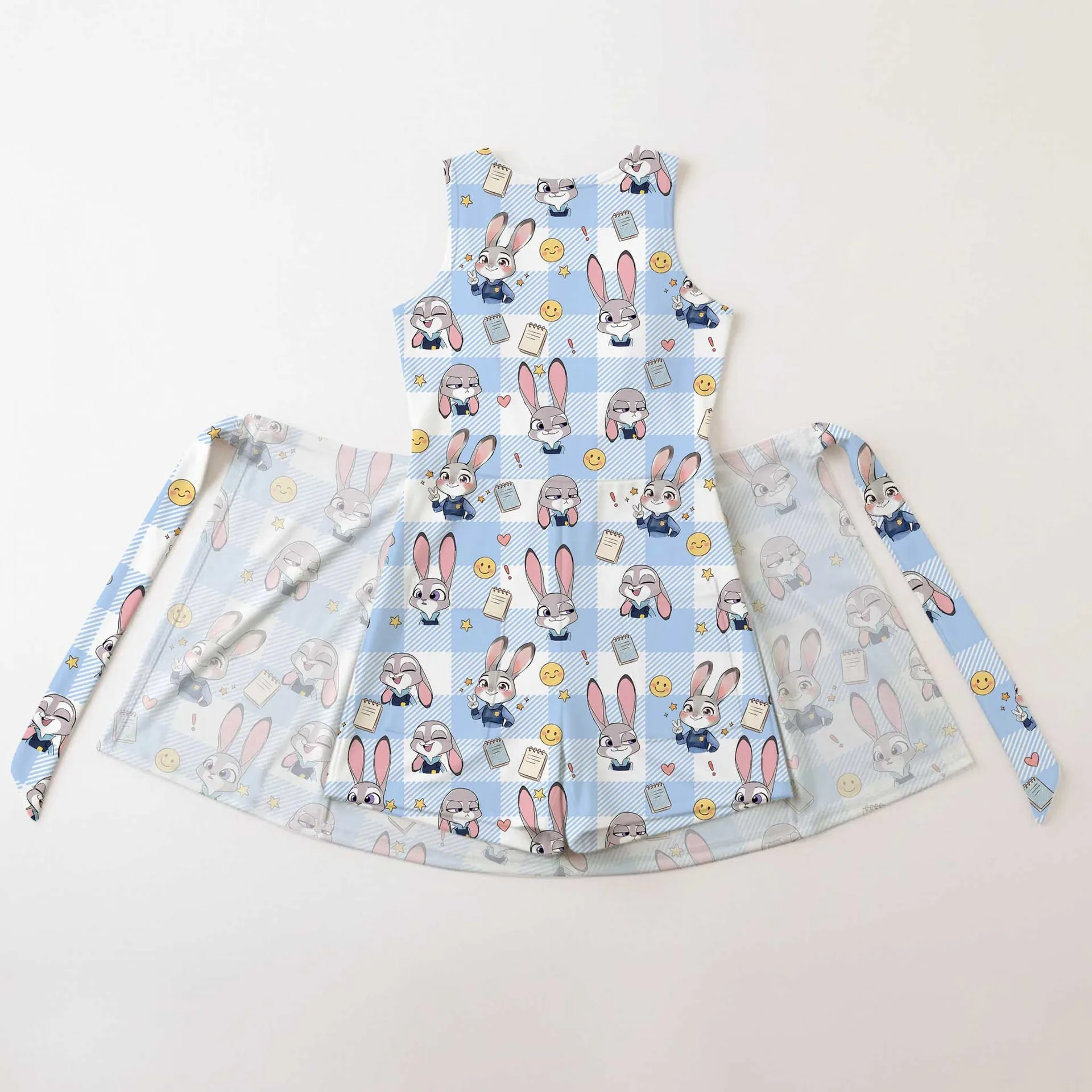 Girls Disney Judy Hopps Blue White Checkered Tennis Dress Skirt, Family Matching Outfit - Image 2