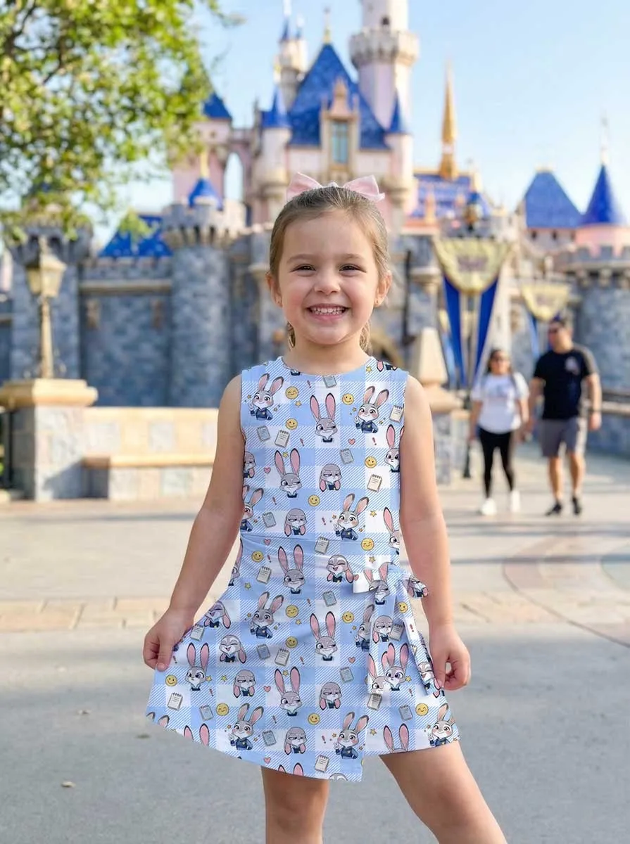 Girls Disney Judy Hopps Blue White Checkered Tennis Dress Skirt, Family Matching Outfit - Image 6