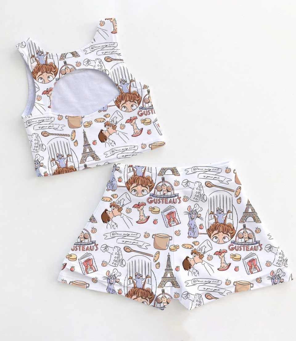 Women's Ratatouille Activewear Set, Paris Chef Rat Athletic Dress & Skort Outfit, Mommy & Me Sportswear - Image 2