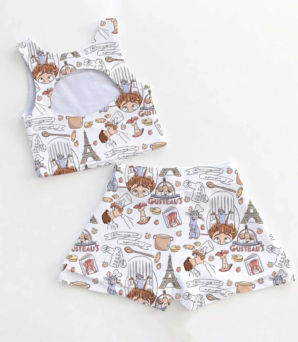 Women's Ratatouille Activewear Set, Paris Chef Rat Athletic Dress & Skort Outfit, Mommy & Me Sportswear - Image 2