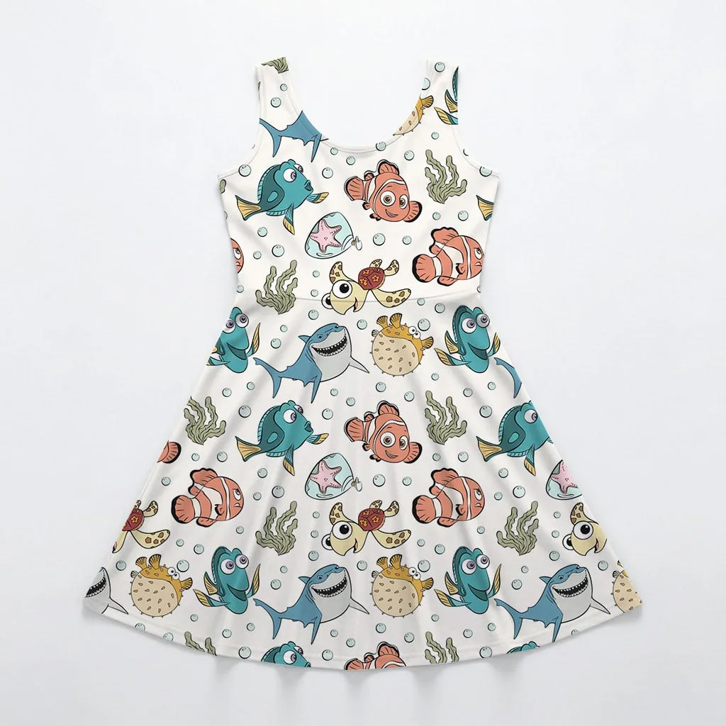 Disney Finding Nemo Character Pattern Mommy & Me Dress, Mama Mini Family Matching Outfit - Image 4