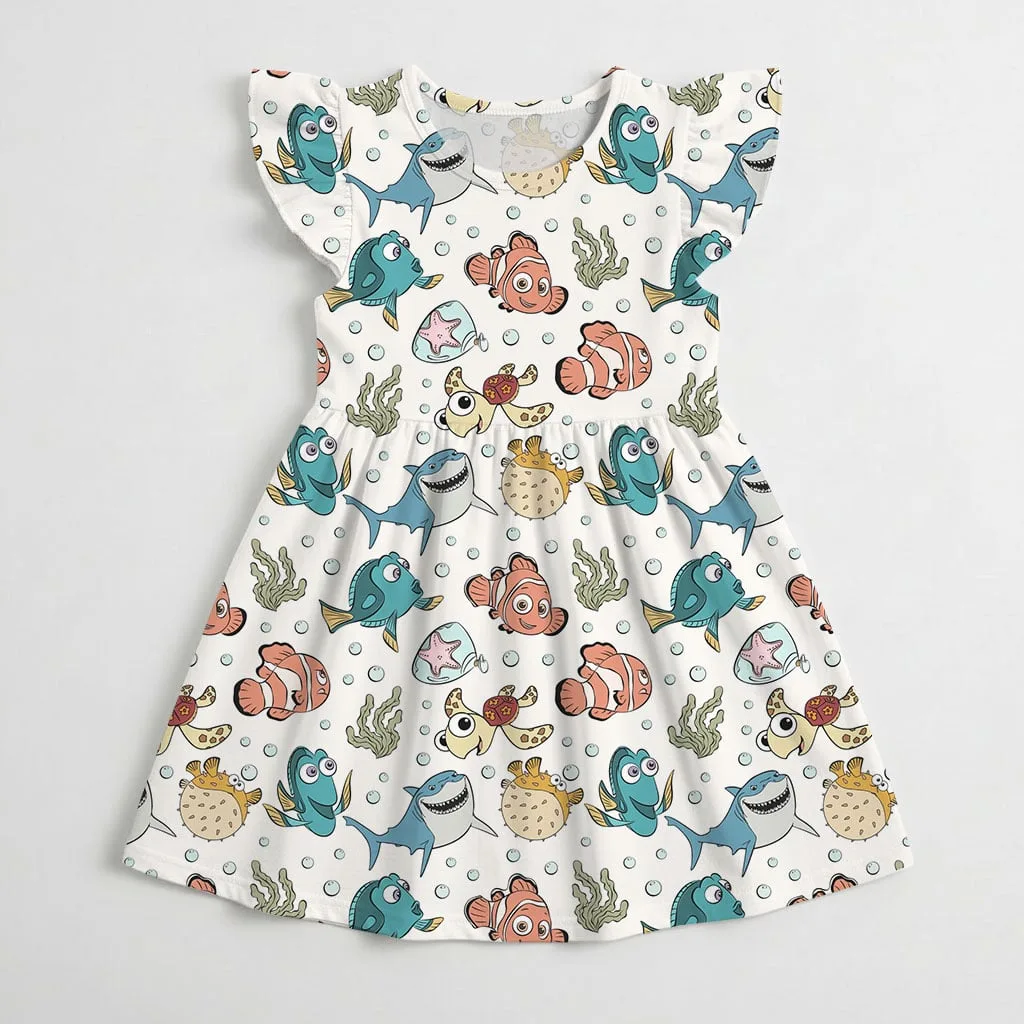 Disney Finding Nemo Character Pattern Mommy & Me Dress, Mama Mini Family Matching Outfit - Image 3