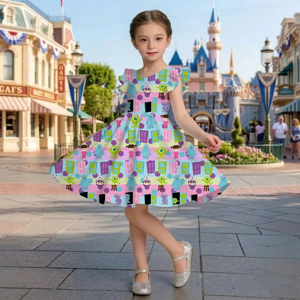 Disney Monsters Inc Character Pattern Mommy & Me Dress, Mama Mini Family Matching Outfit - Image 6