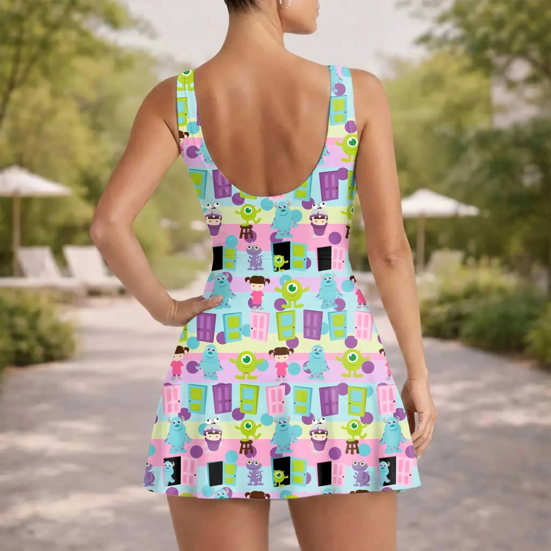 Girls Disney Monsters Inc Characters Tennis Dress Skirt, Family Matching Outfit - Image 5