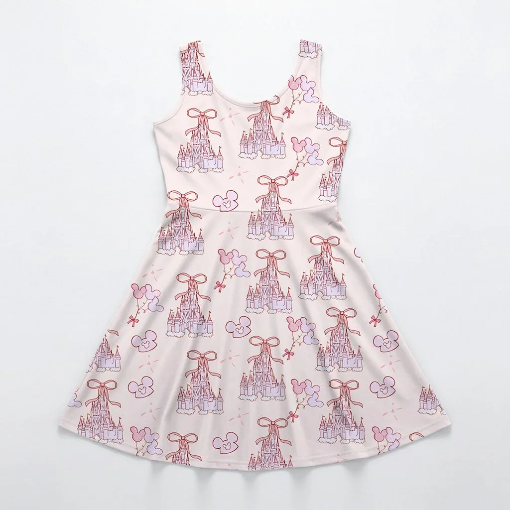 Disney Pink Mickey Castle Bow Mommy & Me Dress, Mama Mini Family Matching Outfit - Image 3